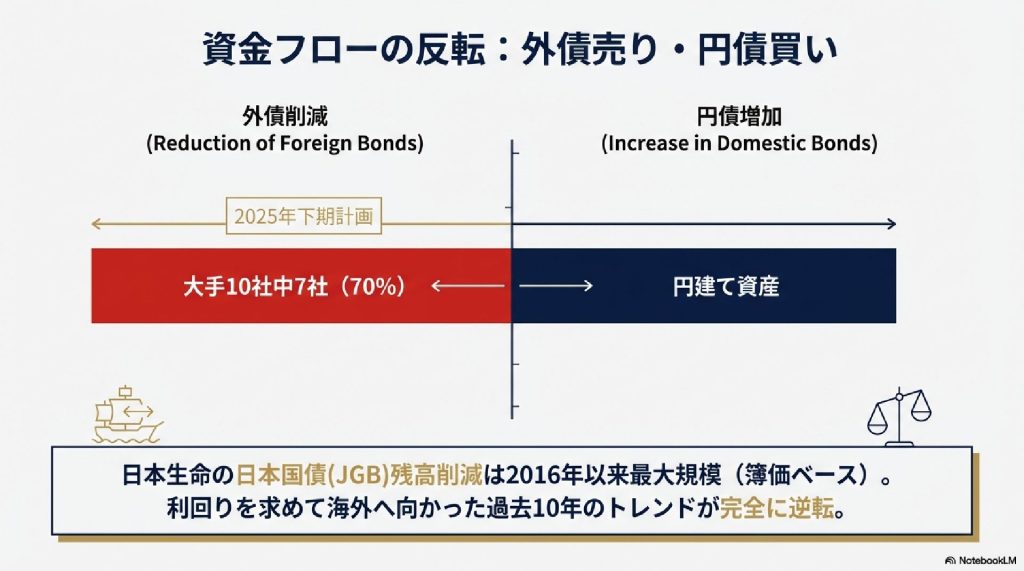 資金フローの反転：外債売り・円債買い