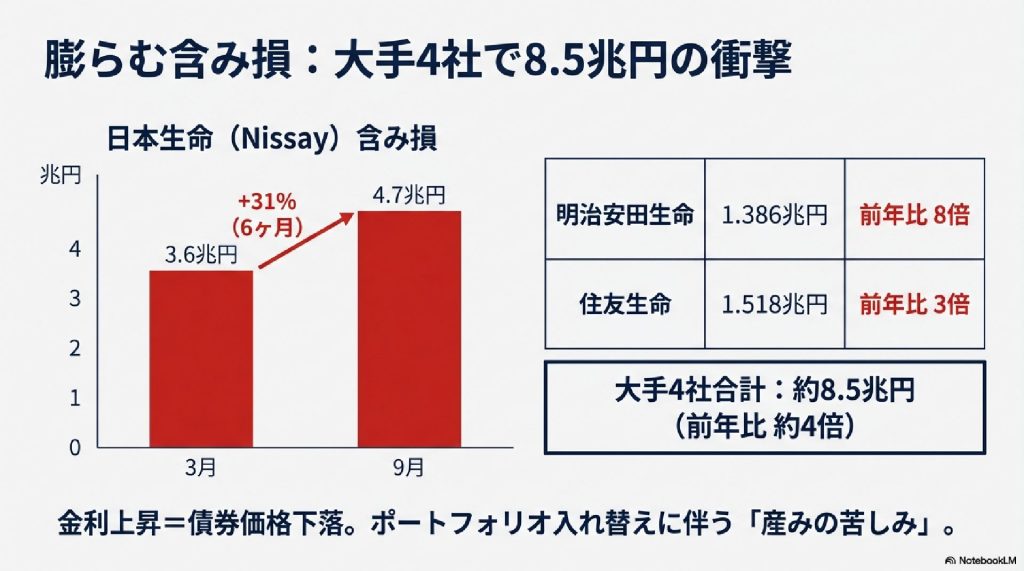 膨らむ含み損：大手4社で8.5兆円の衝撃
