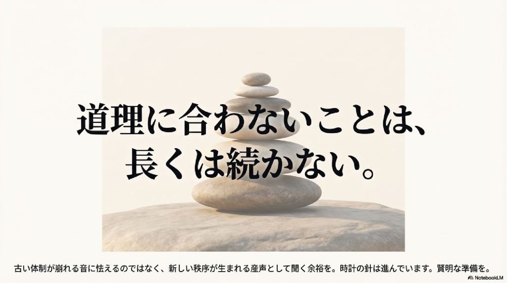おわりに:道理に合わないことは、長くは続かない