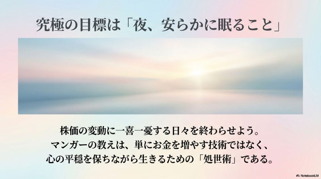 究極の目標は「夜、安らかに眠ること」