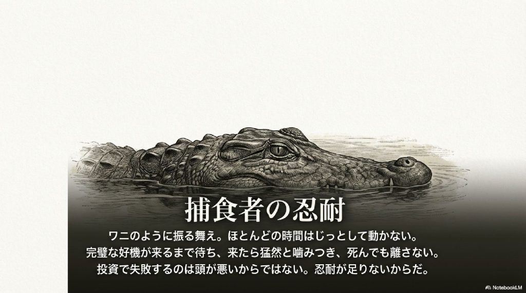 捕食者の忍耐:ワニのように好機を待て