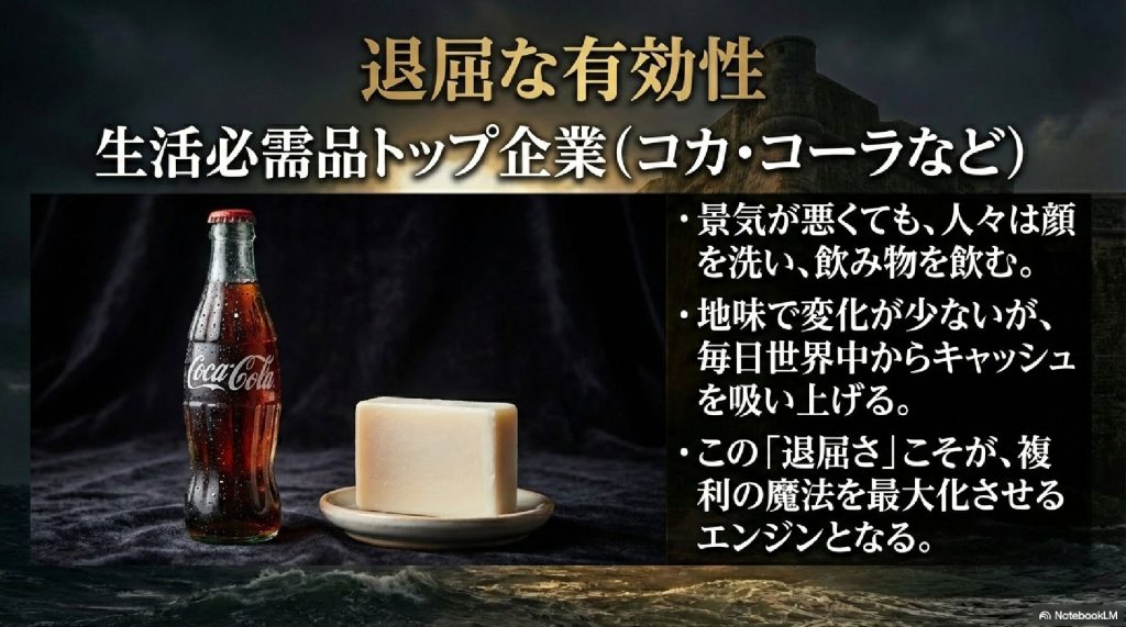 退屈な有効性：生活必需品トップ企業