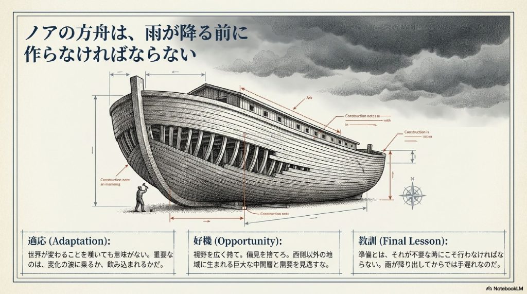 結論：ノアの方舟は、雨が降る前に作らなければならない