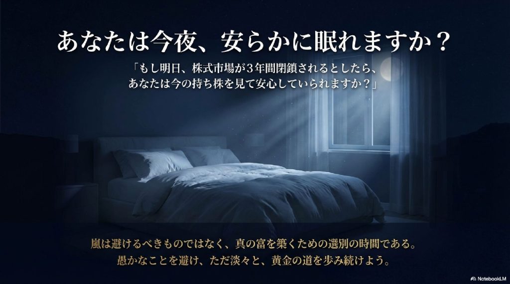 結論：あなたは今夜、安らかに眠れますか？