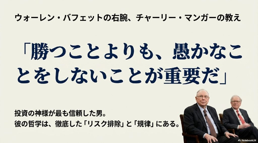 バフェットの右腕の教え:「勝つことよりも、愚かなことをしない」