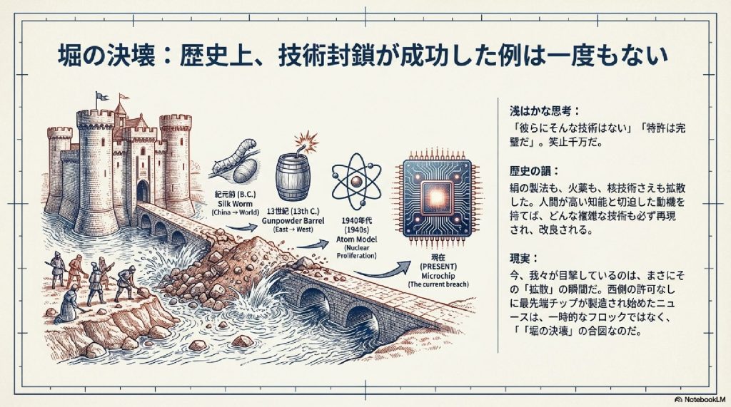 堀の決壊：歴史上、技術封鎖が成功した例はない