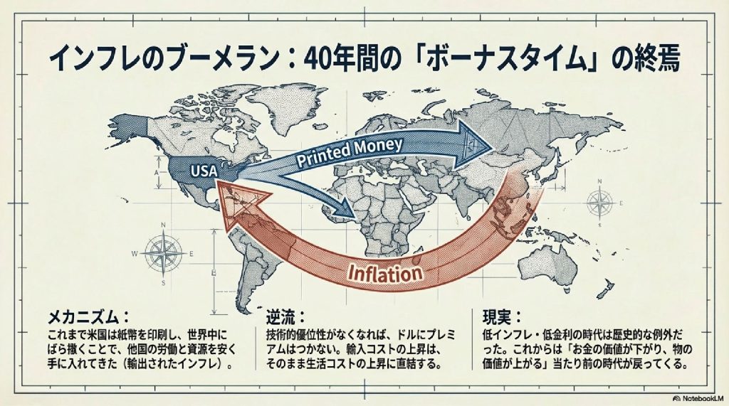 インフレのブーメラン：40年間の「ボーナスタイム」の終焉