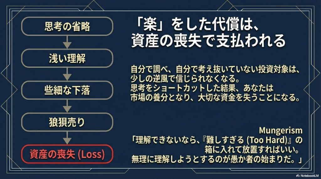 「楽」をした代償は資産の喪失で支払われる