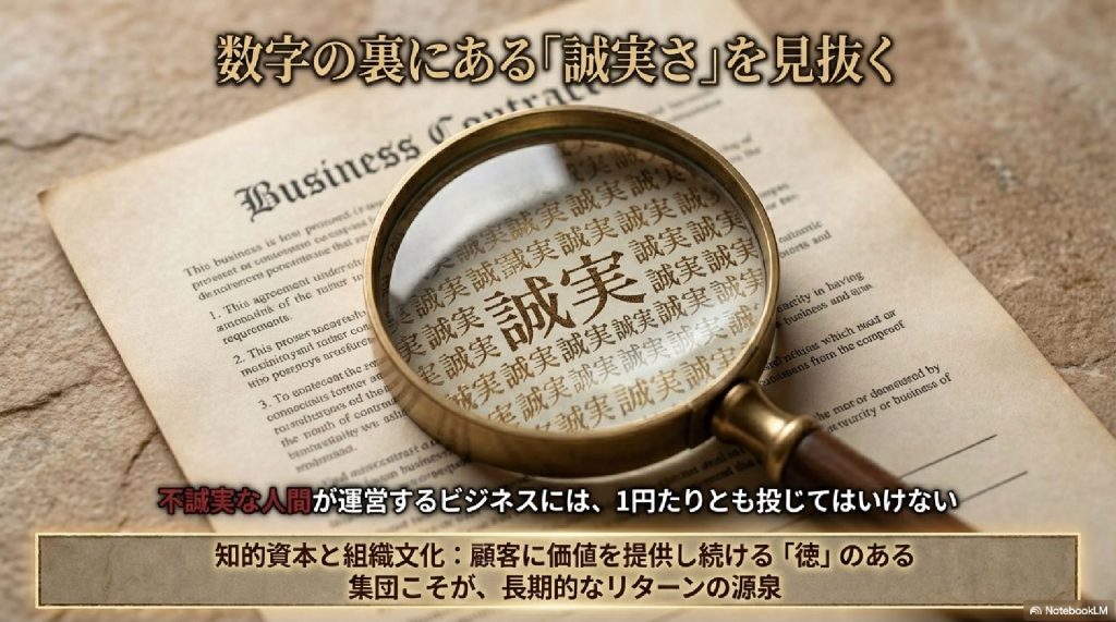 数字の裏にある「誠実さ」を見抜く